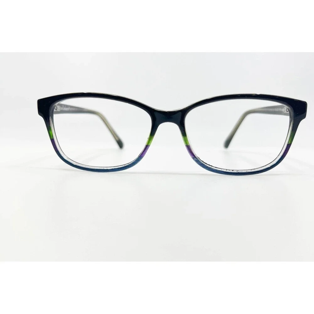 Enhance Eyeglass Frames Womens Black Mix Rectangle Full Rim 47-15-142 39336